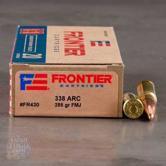 20rds – 338 ARC Hornady Frontier 285gr. FMJ Ammo