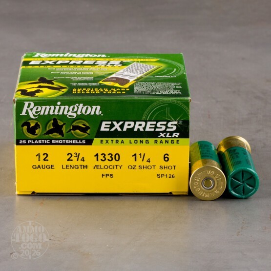 25rds – 12 Gauge Remington Express XLR 2-3/4" 1-1/4oz. #6 Shot Ammo