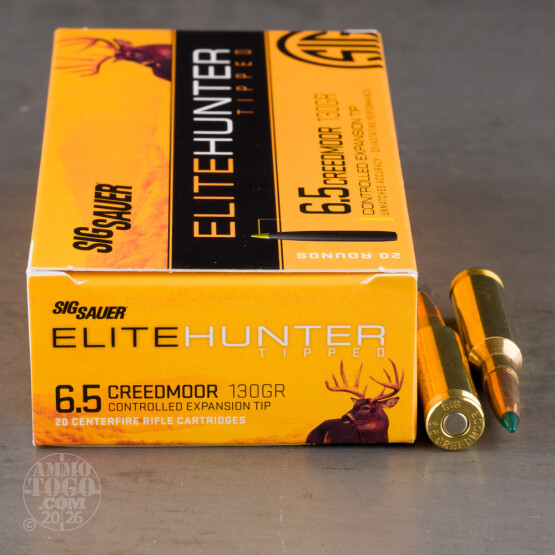 20rds – 6.5 Creedmoor Sig Sauer Elite Hunter 130gr. Polymer Tip Ammo
