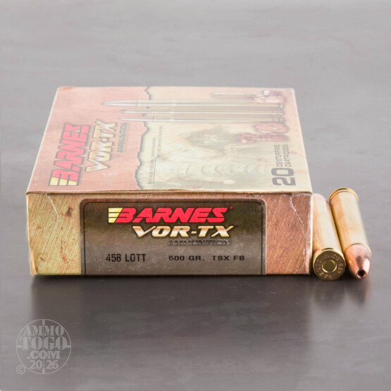 20rds - 458 Lott Barnes VOR-TX 500gr. TSX FB Ammo