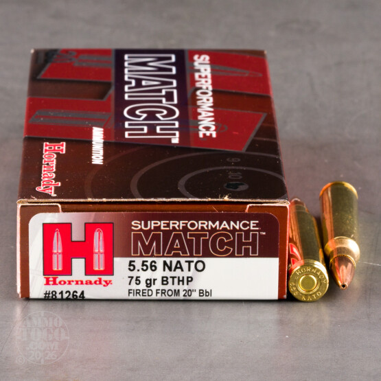 20rds – 5.56x45 Hornady Superformance Match 75gr. BTHP Ammo