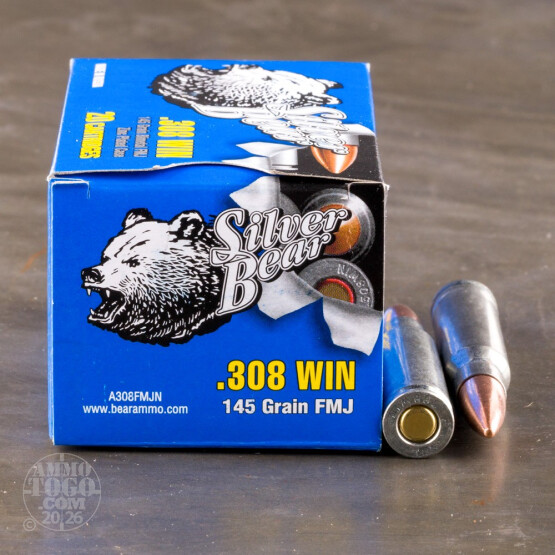 500rds - 308 Silver Bear 145gr. FMJ Ammo