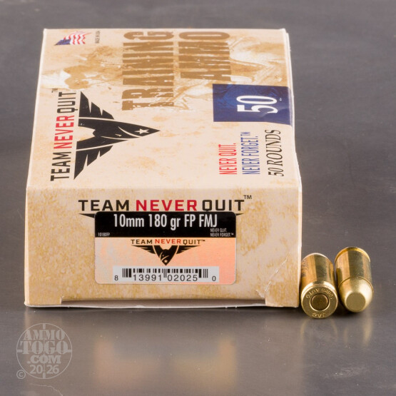 1000rds - 10mm Team Never Quit 180gr. FMJ Ammo