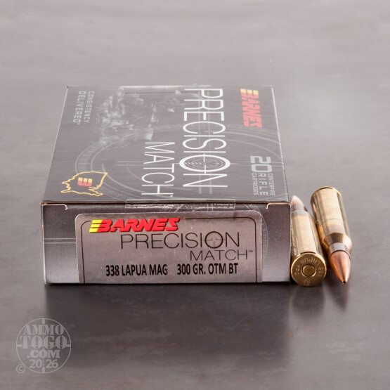 20rds – 338 Lapua Magnum Barnes Precision Match 300gr. OTM BT Ammo