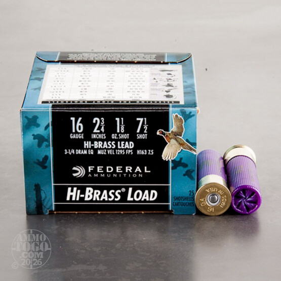 25rds - 16 Gauge Federal Game-Shok High Brass 2 3/4" 1 1/8oz. #7 1/2 Shot Ammo
