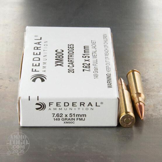 500rds - 7.62 x 51 NATO Federal Lake City XM80C 149gr. FMJ Ammo