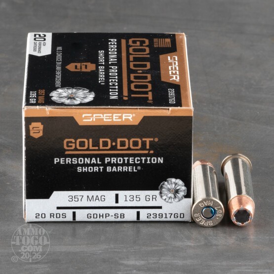 200rds – 357 Magnum Speer Gold Dot Short Barrel 135gr. JHP Ammo