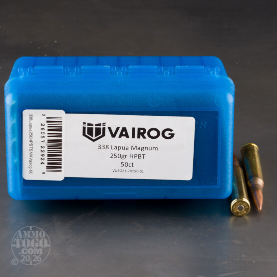 50rds – 338 Lapua Magnum Vairog 250gr. HPBT MatchKing Ammo