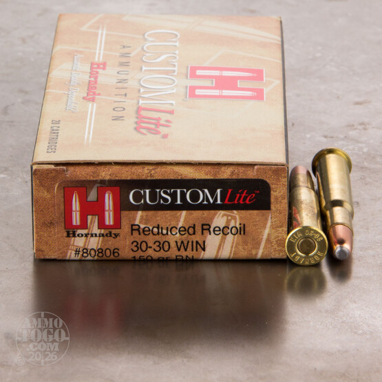 20rds - 30-30 Hornady CustomLite 150gr. Round Nose Soft Point Ammo