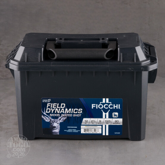 80rds – 12 Gauge Fiocchi 2-3/4" 9 Pellets #1 Buckshot Ammo in Field Box