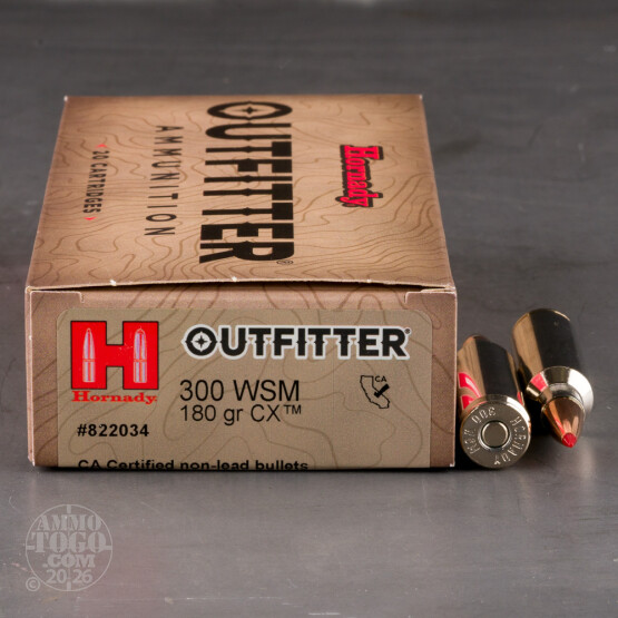 20rds – 300 WSM Hornady Outfitter 180gr. CX Ammo