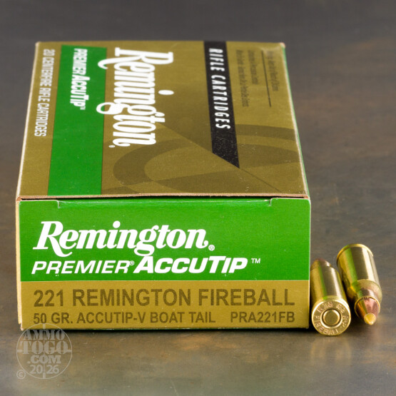20rds - 221 Fireball Remington Premier 50gr. Accu-Tip-V Boat Tail Ammo