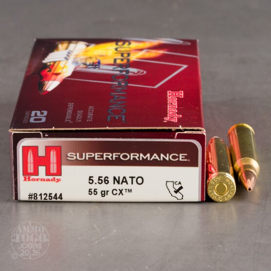 20rds – 5.56x45 Hornady Superformance 55gr. CX Ammo
