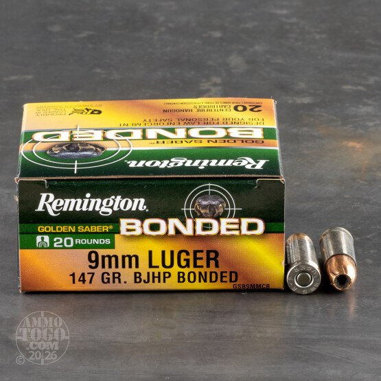 20rds – 9mm Remington Golden Saber Bonded 147gr. BJHP Ammo