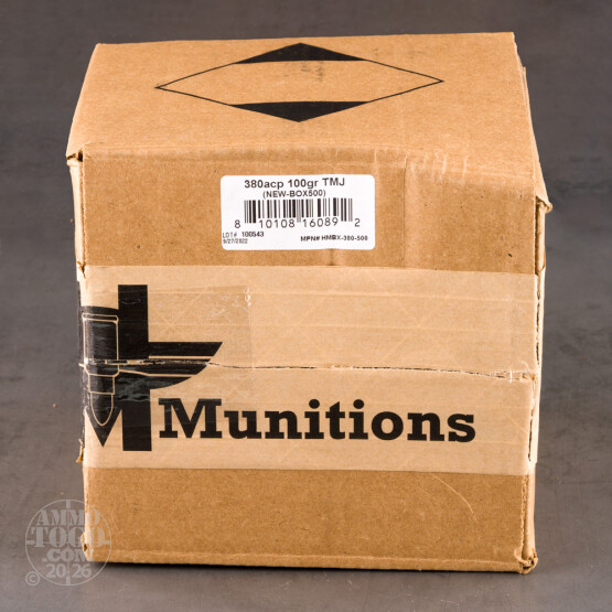 500rds – 380 Auto Veteran Ammo 100gr. TMJ Ammo
