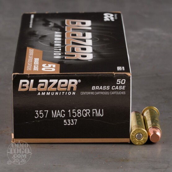 50rds – 357 Magnum Blazer Brass 158gr. FMJ FN Ammo