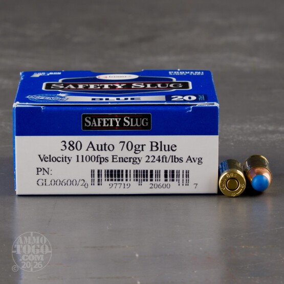20rds – 380 Auto Glaser Blue 70gr. Safety Slug Ammo