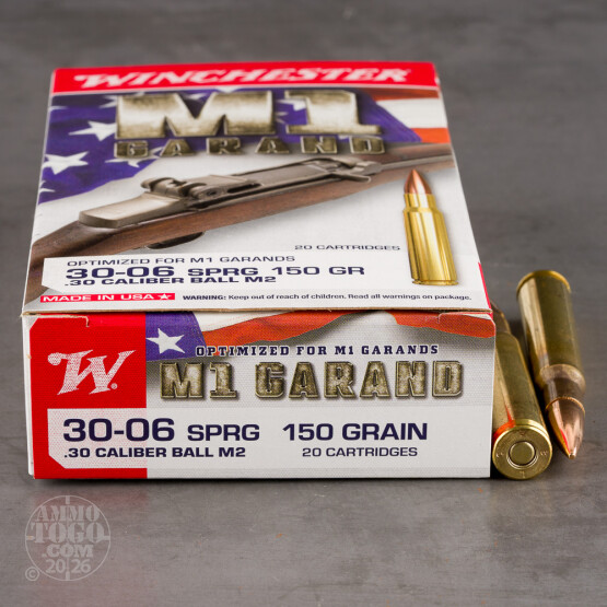 20rds – 30-06 Winchester M1 Garand 150gr. FMJ M2 Ball Ammo