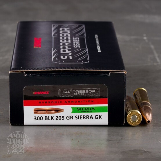 20rds – 300 AAC Blackout Barnes Suppressor Series 205gr. HPBT GameKing Ammo