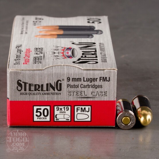 1500rds – 9mm Sterling Steel 115gr. FMJ Ammo