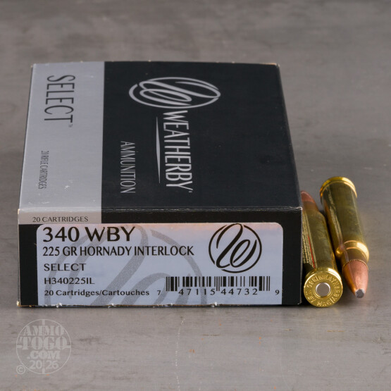 20rds – 340 Weatherby Magnum Weatherby Select 225gr. InterLock SP Ammo