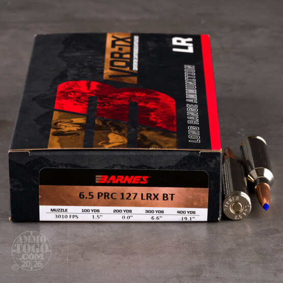 20rds – 6.5 PRC Barnes VOR-TX LR 127gr. LRX BT Ammo