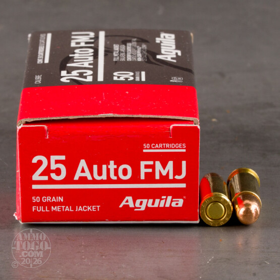 50rds - 25 Auto Aguila 50gr. FMJ Ammo