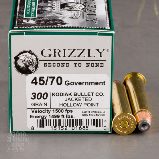 20rds – 45-70 Govt. Grizzly 300gr. JHP Ammo
