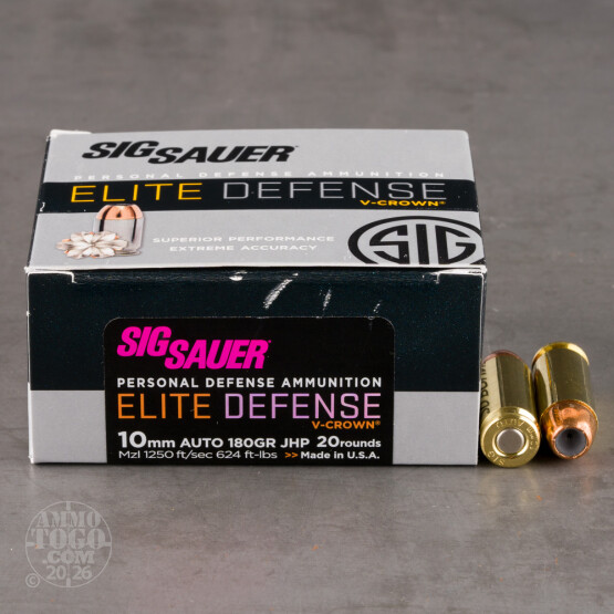 20rds – 10mm Sig Sauer V-Crown 180gr. JHP Ammo