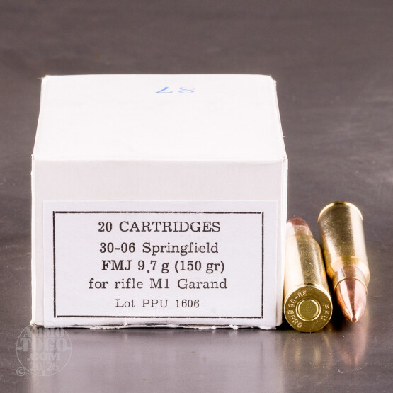 20rds - 30-06 Prvi Partizan 150gr. FMJ M1 Garand Ammo