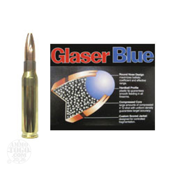 6rds - 308 Win. Glaser Blue 130gr. Safety Slug Ammo