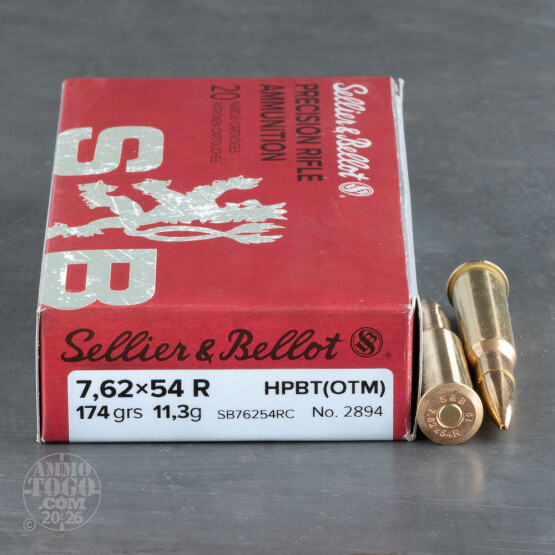 20rds - 7.62x54R Sellier & Bellot 174gr. MATCH BTHP Ammo