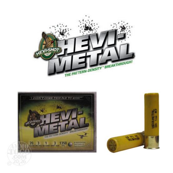 250rds - 20 Ga. Hevi-Shot 3" 1oz #3 Shot Hevi-Metal Ammo