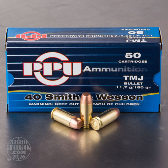500rds - 40 S&W Prvi Partizan 180gr. TMJ Ammo
