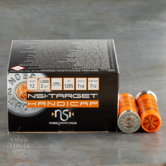 25rds – 12 Gauge NobelSport Target Handicap 2-3/4" 1-1/8oz. #7.5 Shot Ammo