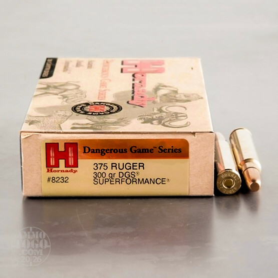 20rds - 375 Ruger Hornady Dangerous Game Series 300gr. DGS Ammo