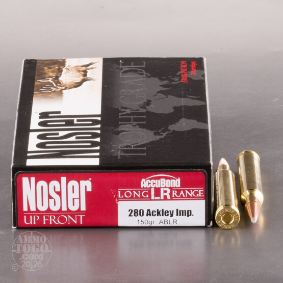 20rds - 280 Ackley Improved Nosler Trophy Grade 150gr. AccuBond Long Range Ammo