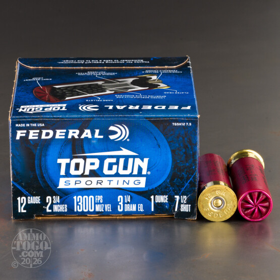 250rds – 12 Gauge Federal Top Gun Sporting 2-3/4" 1oz. #7.5 Shot Ammo