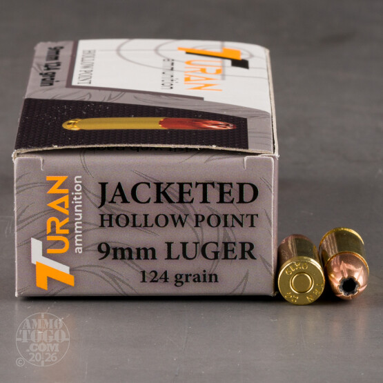 1000rds – 9mm Turan 124gr. JHP Ammo