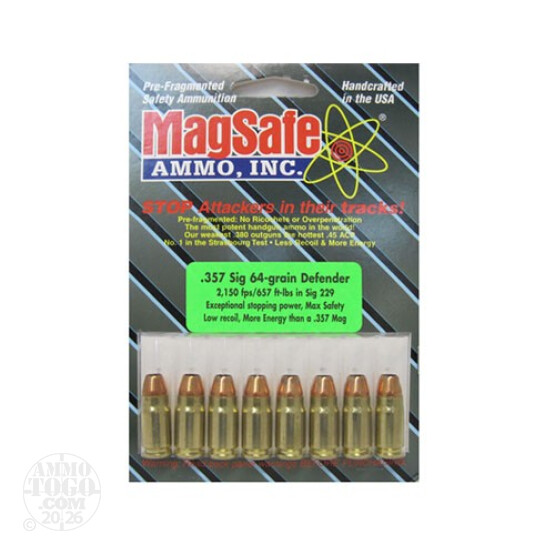 8rds - 357 Sig. Magsafe 64gr. Defender Ammo
