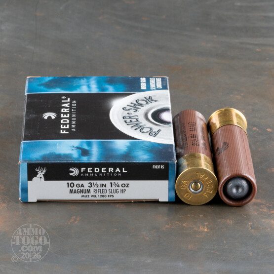 5rds – 10 Gauge Federal Power-Shok 3-1/2" 1-3/4oz. HP Rifled Slug Ammo