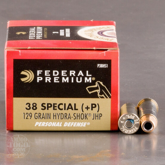 20rds - 38 Special Federal Hydra-Shok 129gr. +P HP Ammo