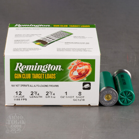 250rds - 12 Gauge Remington Gun Club 2 3/4"  1oz. #8 Shot