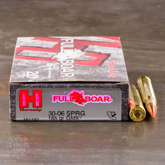 20rds - 30-06 Hornady Full Boar 165gr. GMX Ammo