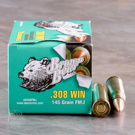 20rds - .308 Brown Bear 145gr. FMJ Ammo