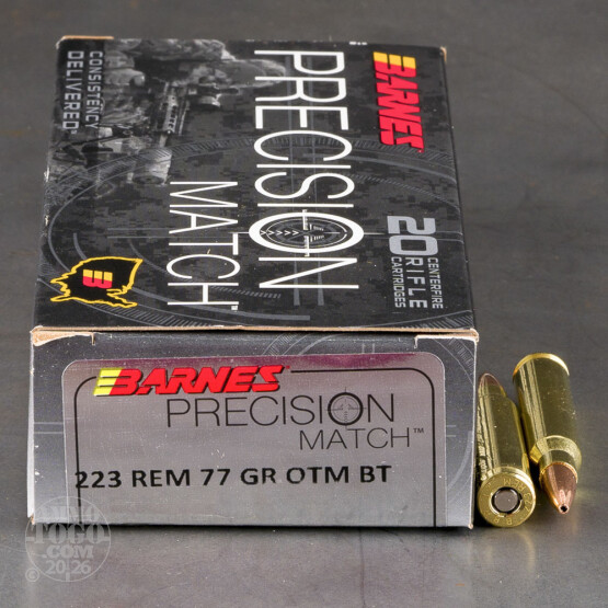 20rds – 223 Rem Barnes Precision Match 77gr. OTM BT Ammo