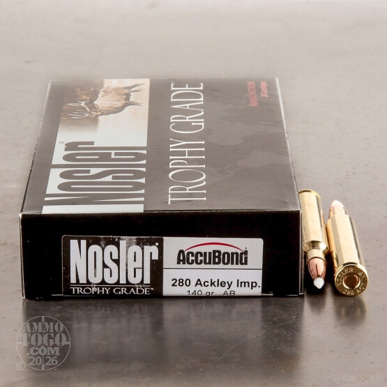 20rds -  280 Ackley Improved Nosler Trophy Grade 140gr. AccuBond Ammo