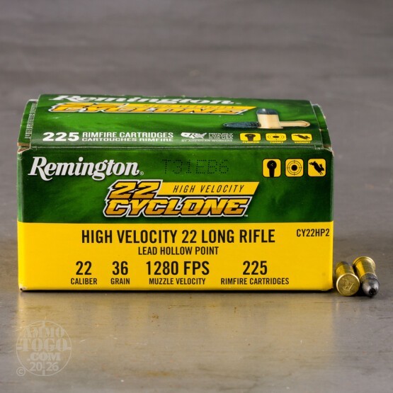 225rds – 22 LR Remington 22 Cyclone 36gr. LHP Ammo