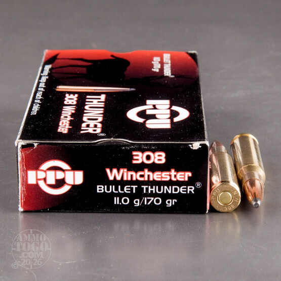 20rds - 308 Win Prvi Partizan Bullet Thunder 170gr. PSP Ammo