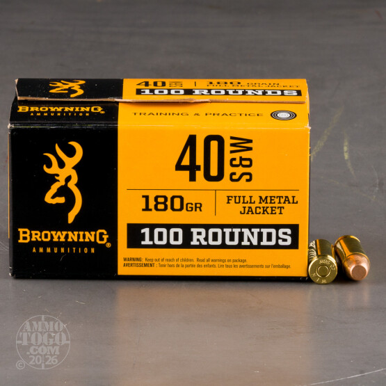 100rds – 40 S&W Browning 180gr. FMJ Ammo
